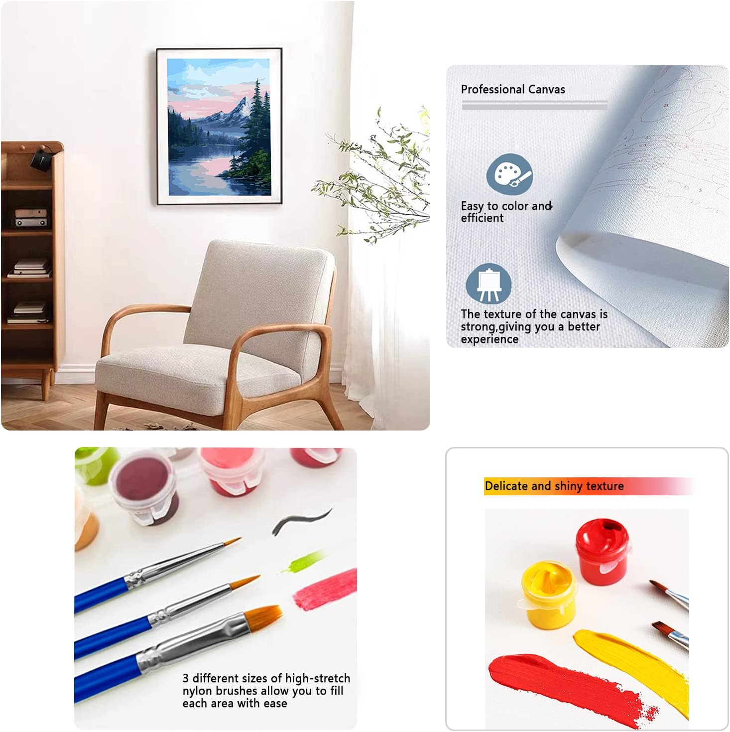 Thumbnail 3 de Hongyrjy Paint by Numbers 4 Pack: Landscape Kits for Adults (16x12 inch)