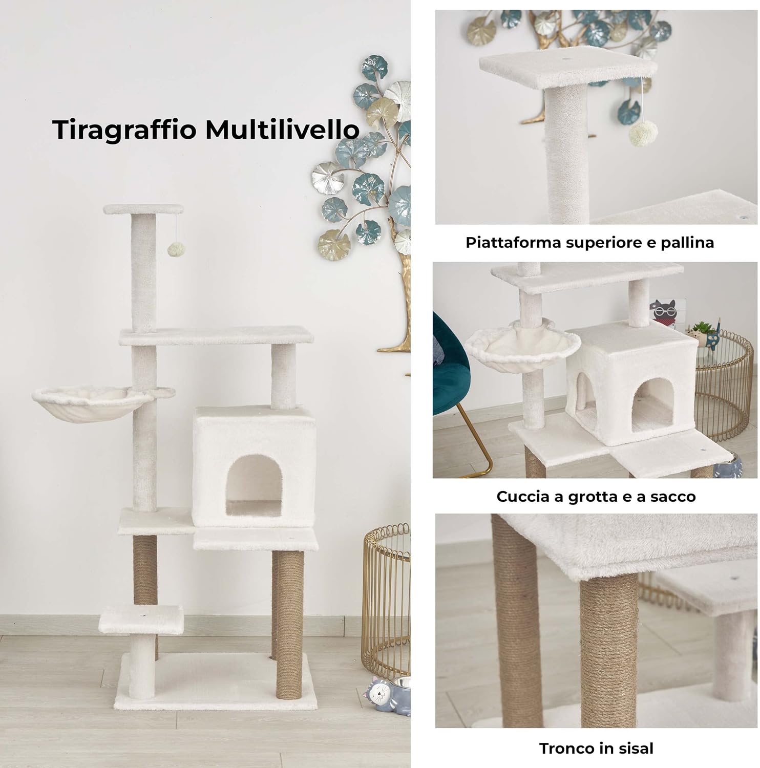 Detalle de Baroni Home Tiragraffi per gatti 45x45x122 cm