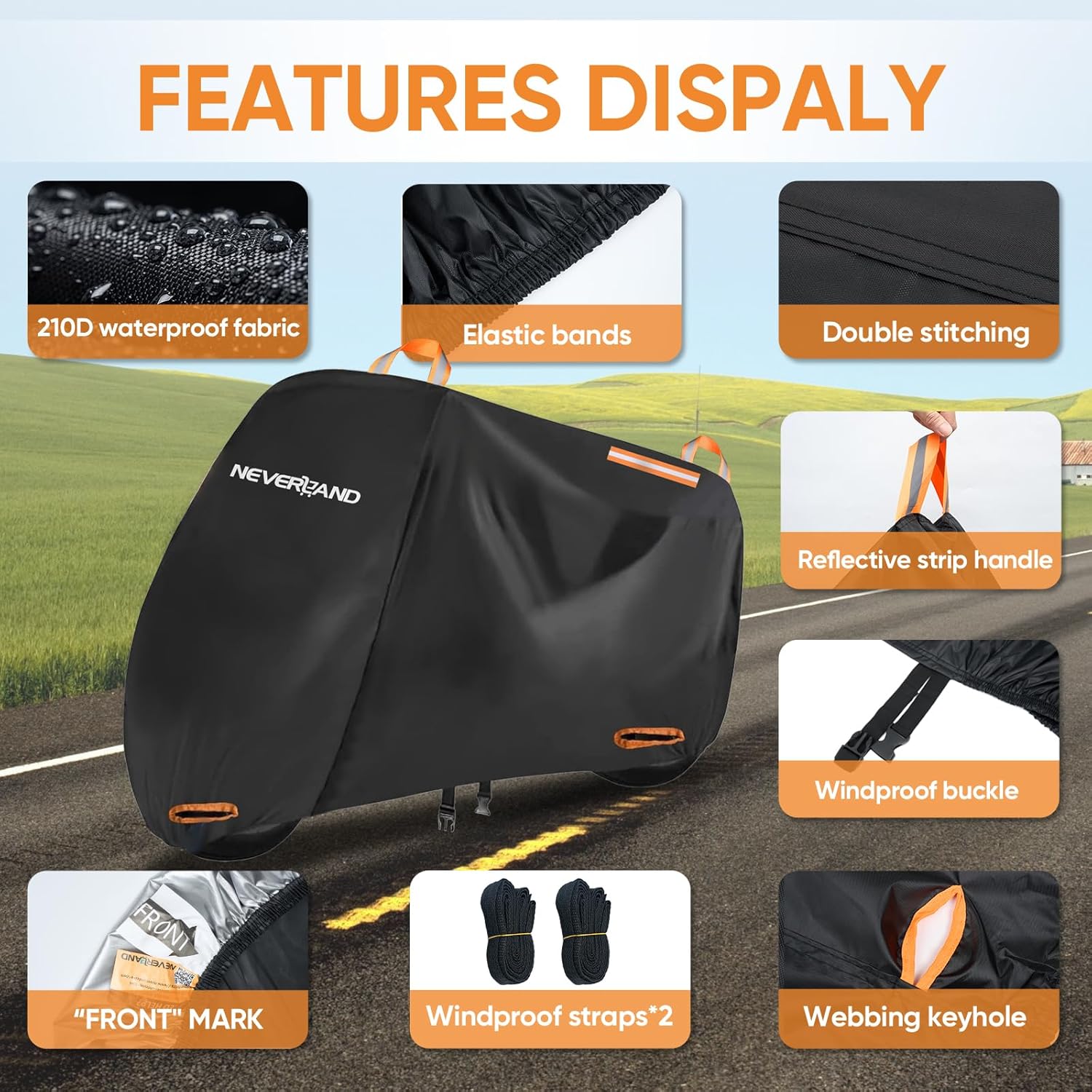 Thumbnail 2 de NEVERLAND Wasserdichte Motorrad-Abdeckplane (XXXL) 295x110x140 cm, 210D Oxford – Outdoor & Garage