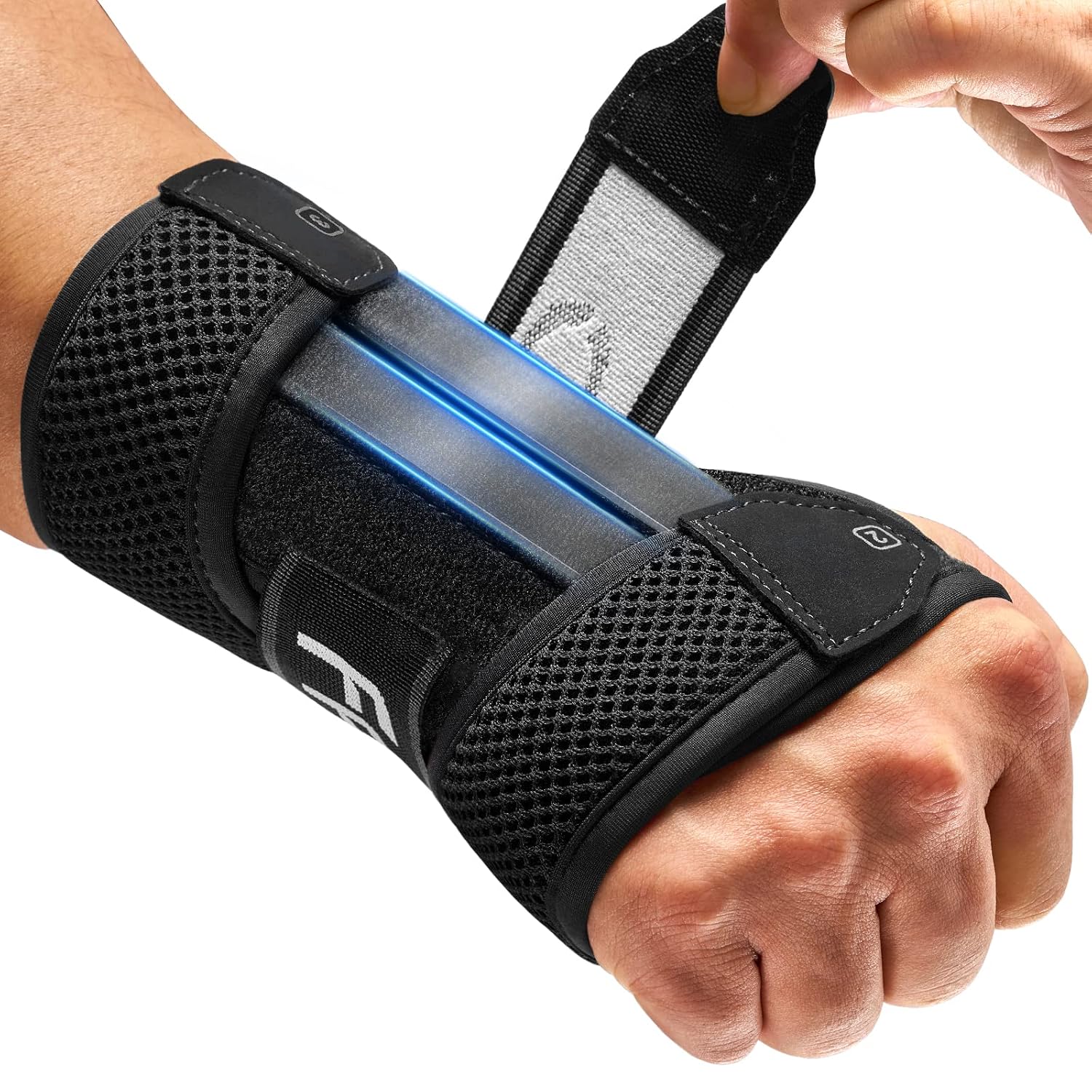FREETOO Stabile Tutore Polso Destro con 3 Stecche Metallo – Comfort e Supporto per Tunnel Carpale, Tendinite e Distorsioni