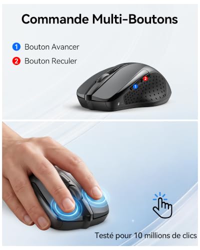 Detalle 2 de TECKNET Souris sans fil 2,4 GHz, 2 600 DPI réglables et clic silencieux