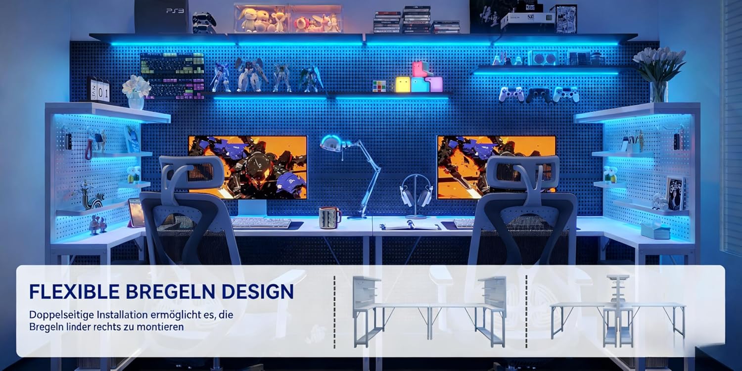Detalle 2 de Xyphren DE-YQZ-ZJDDB-PP L-format gamingbord med hyllor, 120 x 80 cm