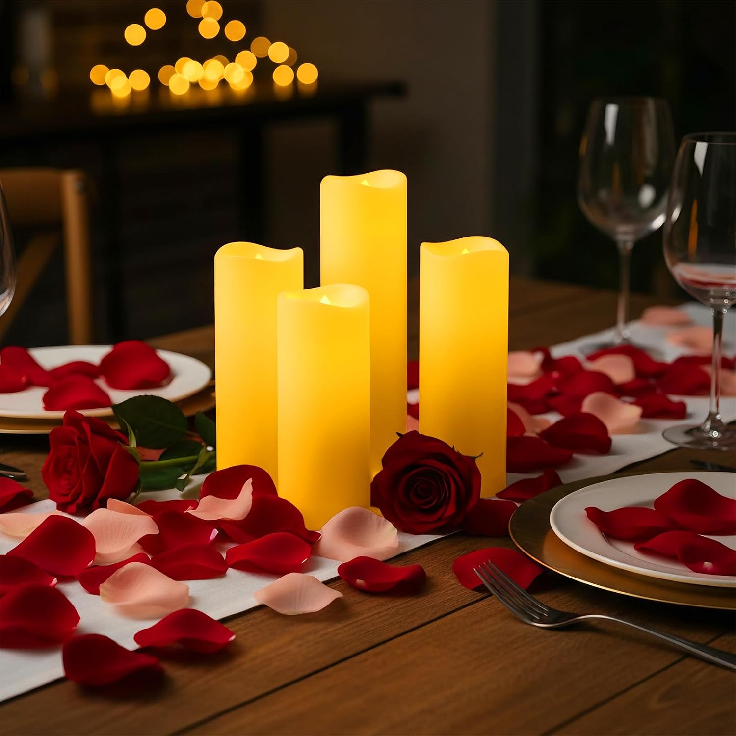 Detalle 2 de Homemory Flickering Flameless Candles Outdoor – Set of 5 Ivory LED Pillar Candles with Remote, Waterproof and Battery Operated