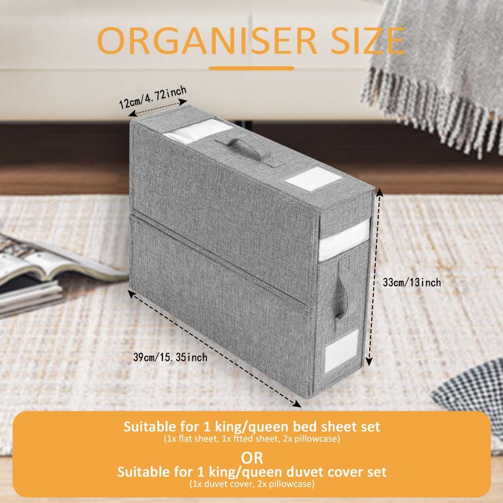Detalle de WANGIRL 6 Pack Linen Storage Boxes for Bedding