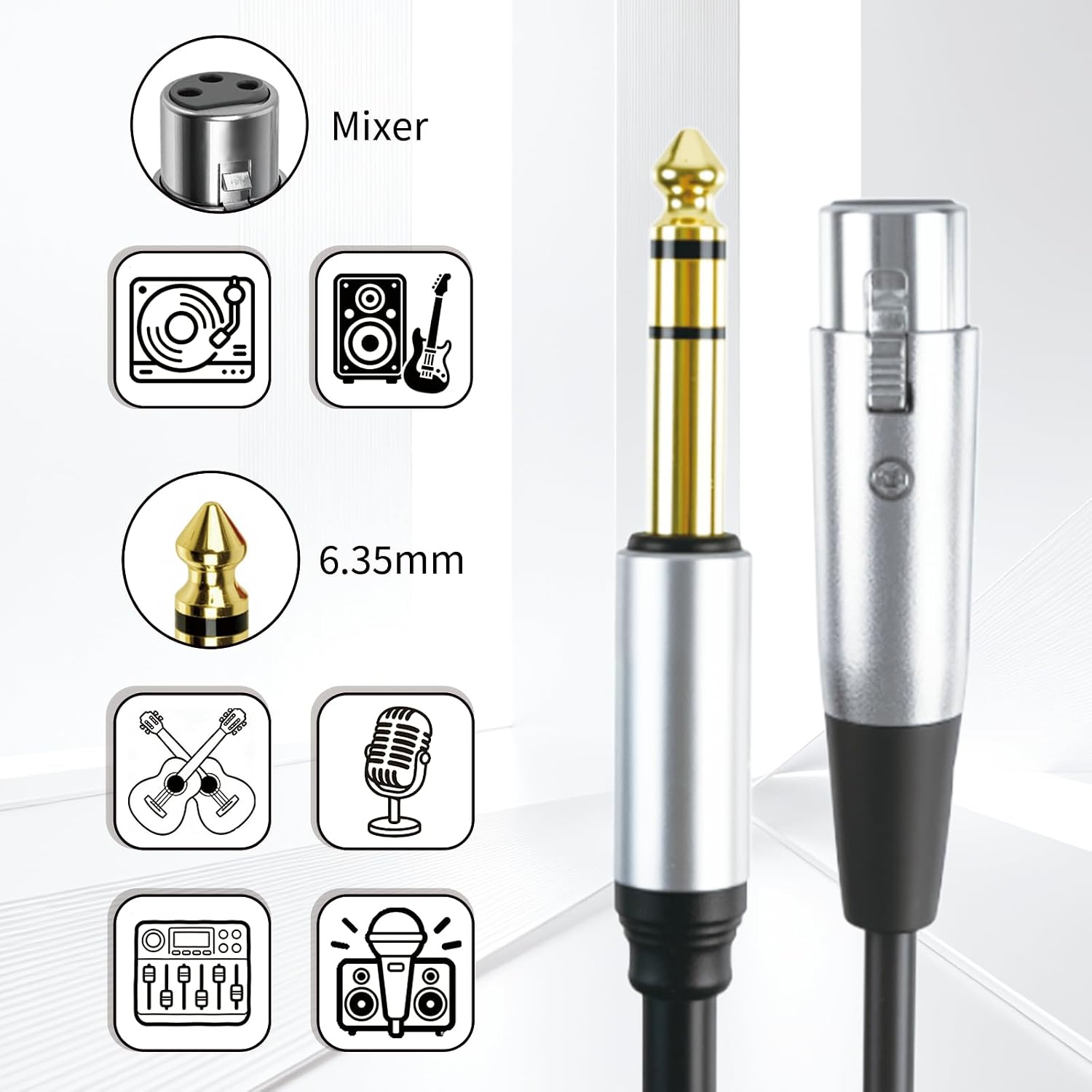 Detalle de belipro Trs-xlr-10ft Balanced Audio Cable, 1/4-Inch TRS to 3-Pin XLR, 10 ft
