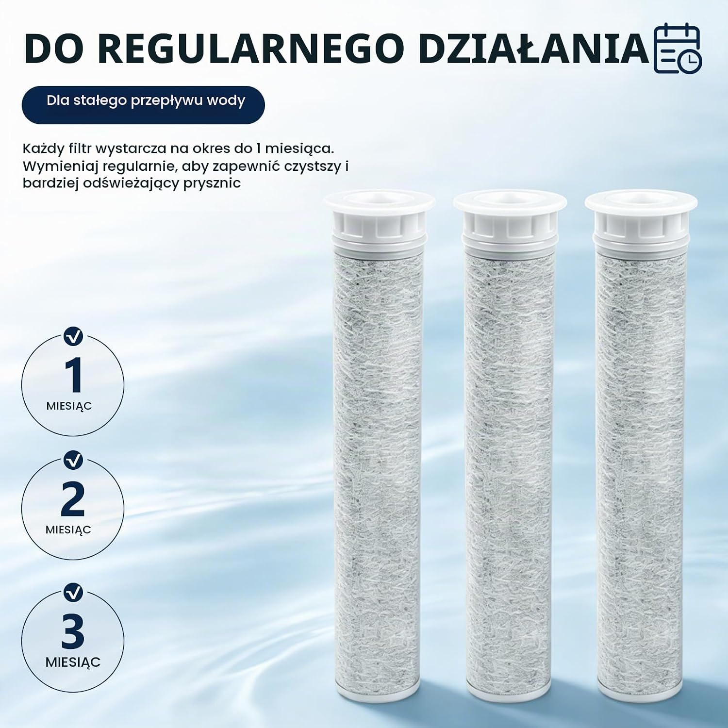 Detalle 1 de BLOTMS Filter-016 – zestaw 3 wkładów filtrujących do prysznica, do Philips Water ASH1516CH