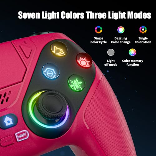 Detalle de Nonbliep RGB Wireless Controller für PS5/Slim/Pro/PC – Back Paddles, Turbo, Makro, Lautsprecher, Dual Vibration & 3,5-mm Audio