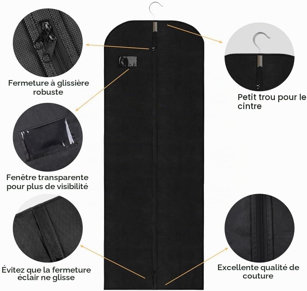 Detalle de Vicloon P-JXR2023923-B kledinghoezen, set van 2, 60 x 180 cm met rits