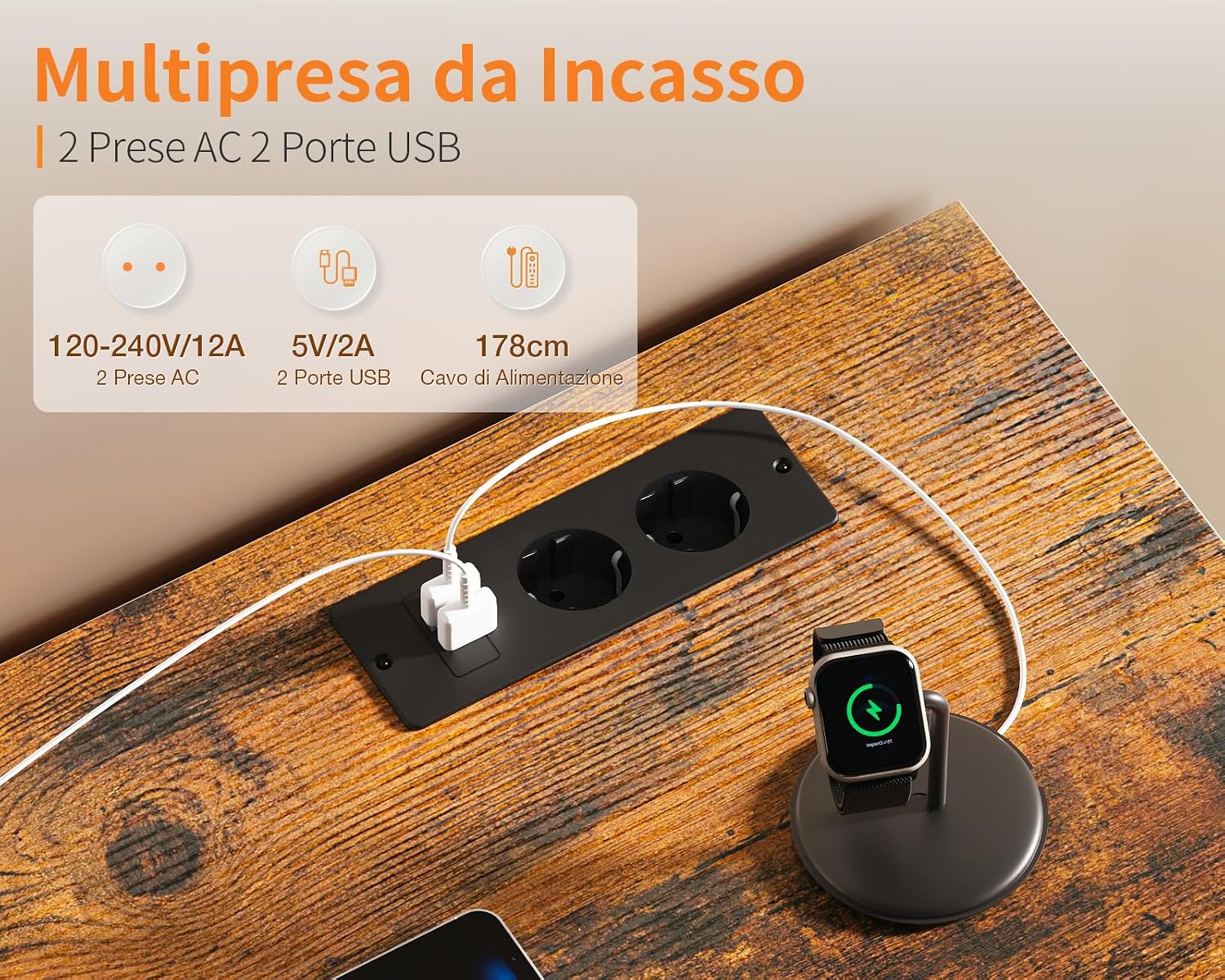 Thumbnail 3 de ODK Cassettiera Como per camera da letto: 6 cassetti extra-large con prese USB integrate