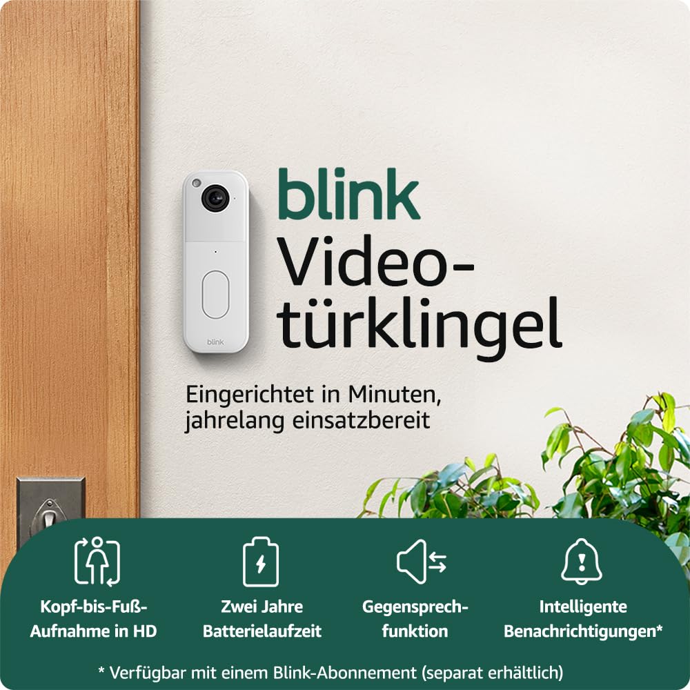 Detalle de Blink Videotürklingel | Einzelgerät – Kopf- bis Fuß-Aufnahme in HD, 2 Jahre Batterielaufzeit, IP65, Alexa-Kompatibilität