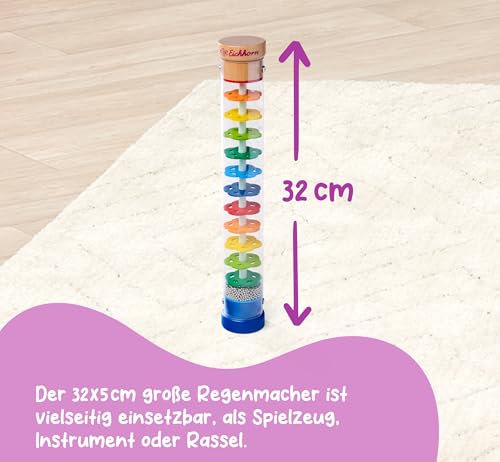 Detalle de Eichhorn Regenmacher aus massivem Holz, 32 × 5 cm