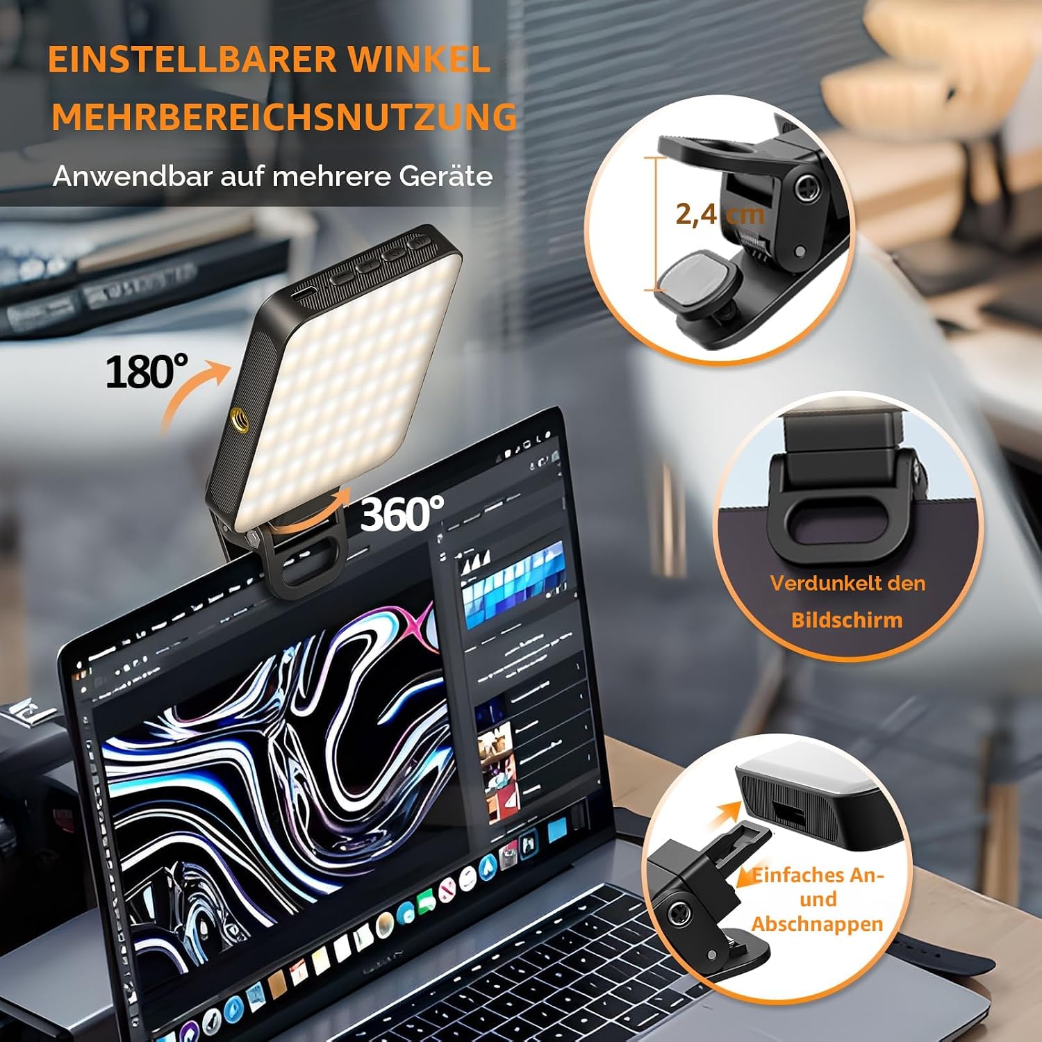 Thumbnail 4 de Magnetic Selfie Licht 128 LED, 3000–6500K Fotolicht