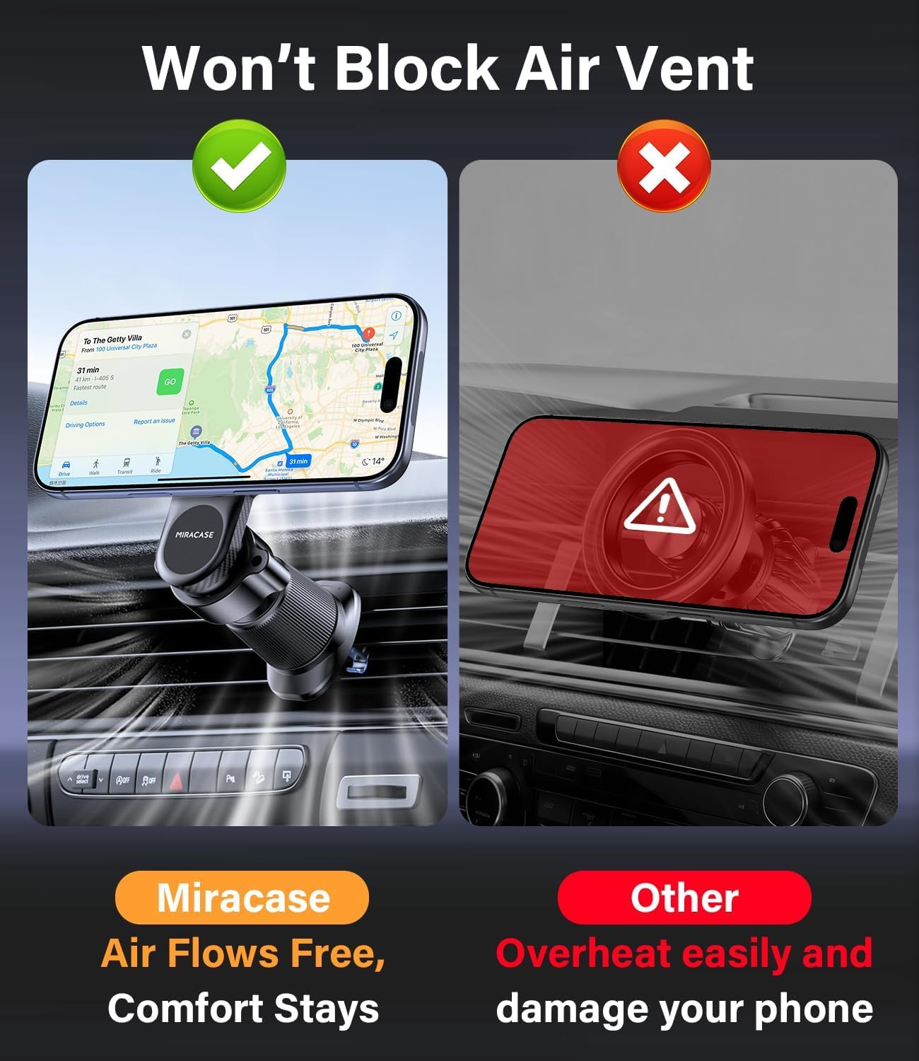 Detalle de Miracase MagSafe Car Mount 20-strong magnets
