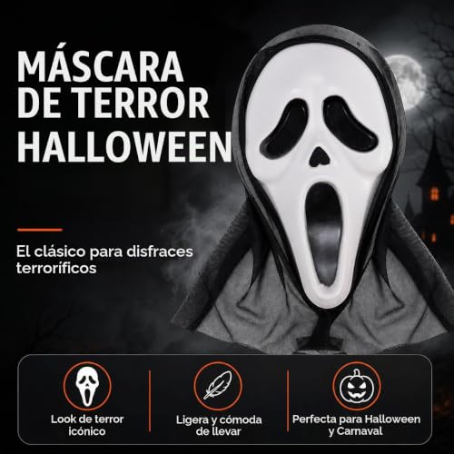 Thumbnail 1 de Costumed máscara Scream Ghostface para Halloween, de plástico flexible
