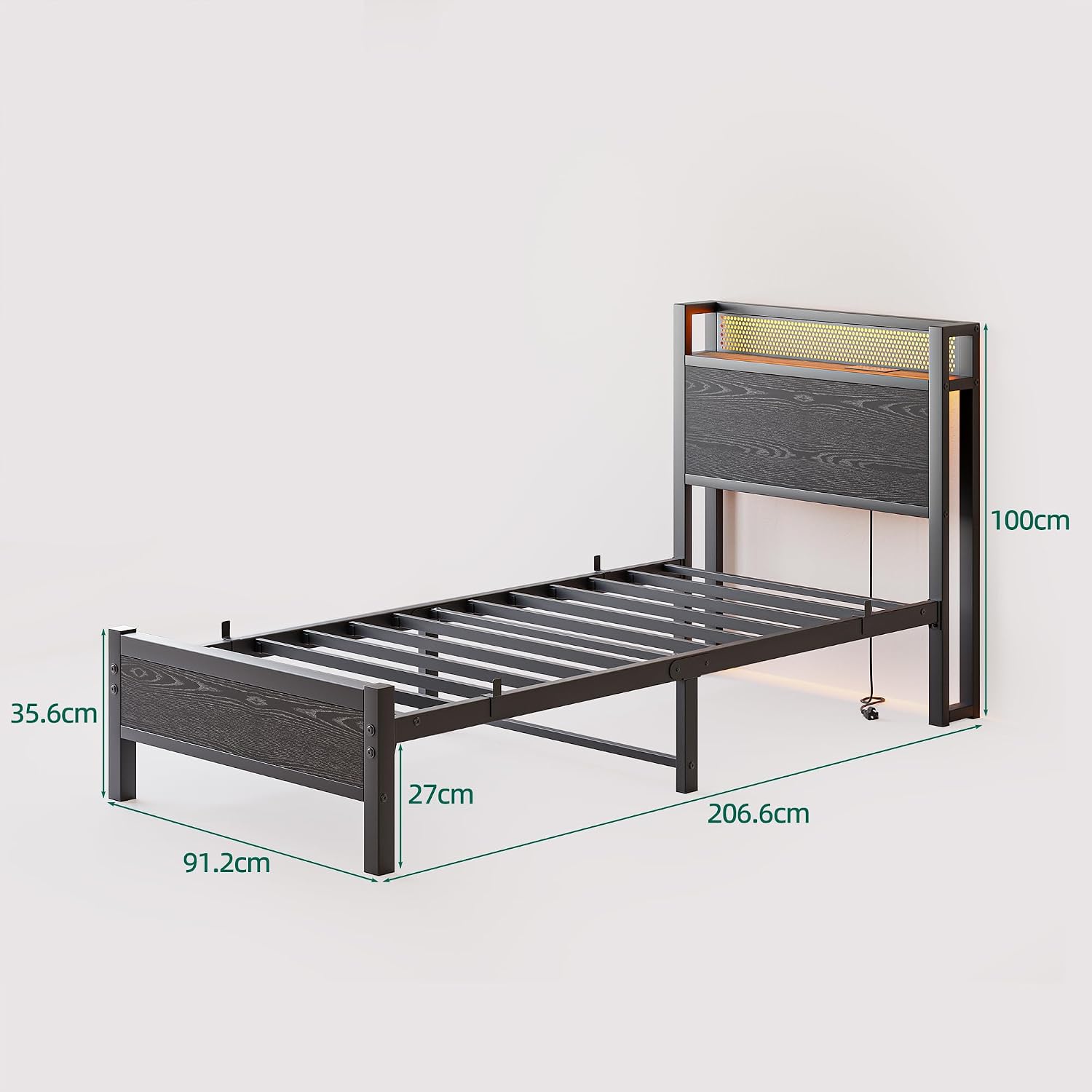 Detalle 2 de BORPHOM 3ft Single Bed Frame with Storage