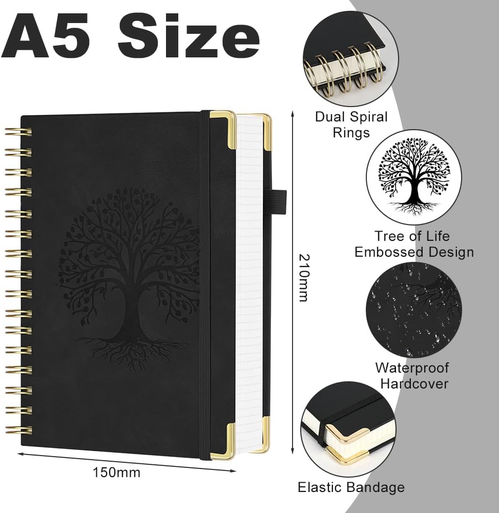 Detalle 2 de AOOSU Spiral Notebook A5 a griglia, 300 pagine
