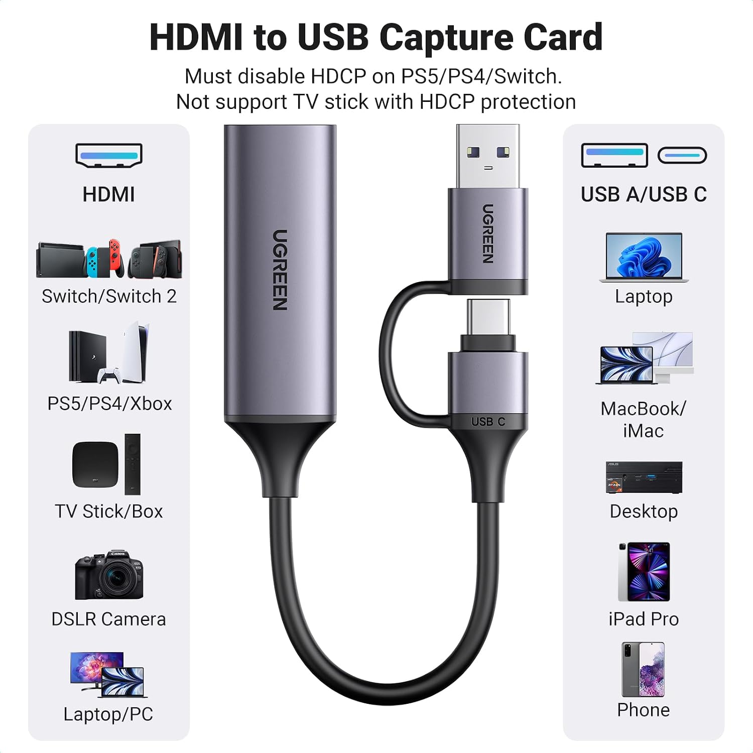 Detalle 2 de UGREEN Video Capture Card 1080P 60FPS