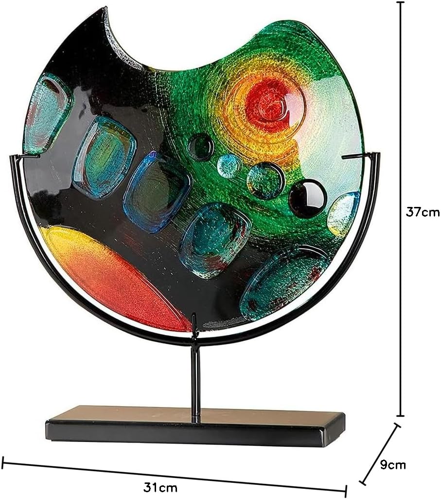 Detalle de GILDE GLAS art – ręcznie malowany wazon szklany, wielokolorowy, 37 cm