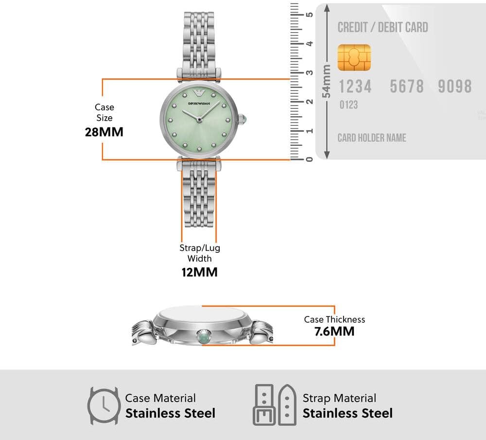 Thumbnail 6 de Emporio Armani Armbanduhr mit grünem Zifferblatt, 28-mm-Gehäuse und analoge Anzeige