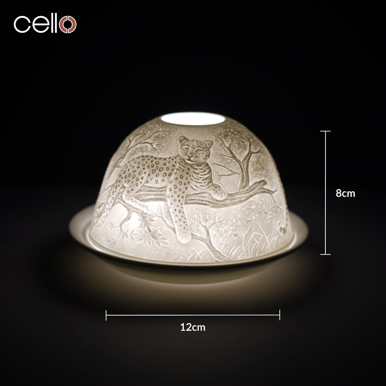 Thumbnail 2 de Cello Porcelain Tealight Holder Dome – Leopard Print 3D projection warmer