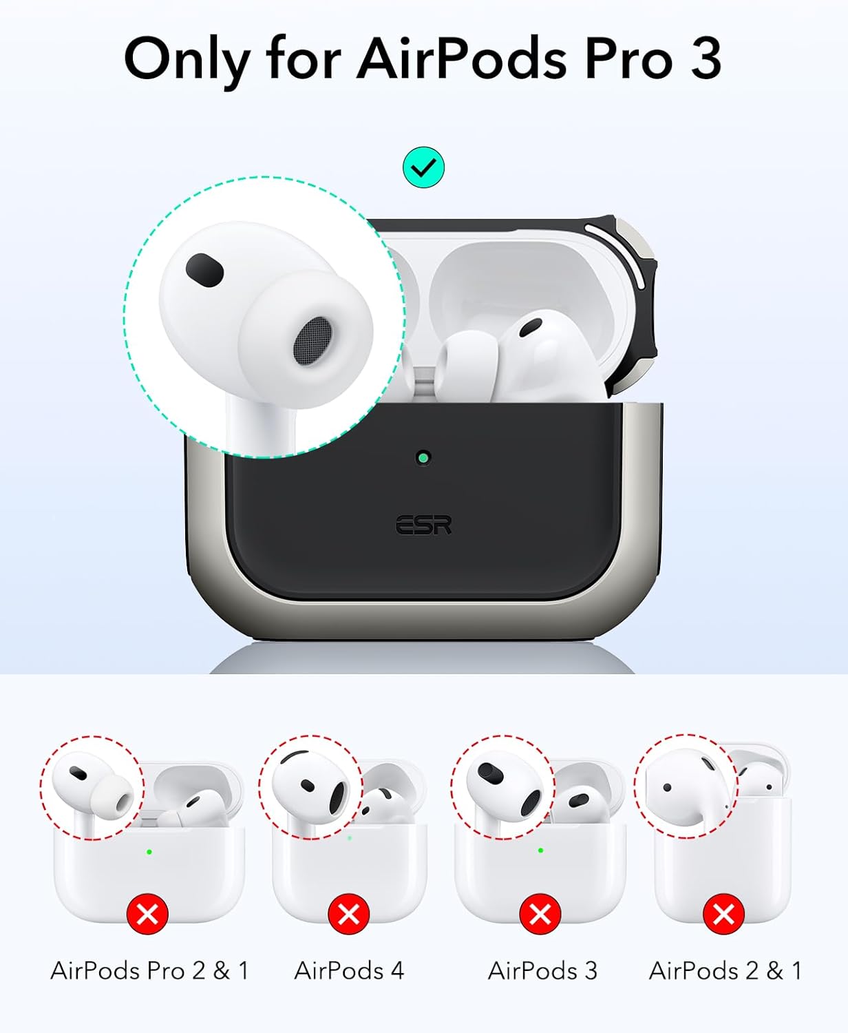 Detalle 2 de ESR AirPods Pro 3 case, Titanium MagSafe