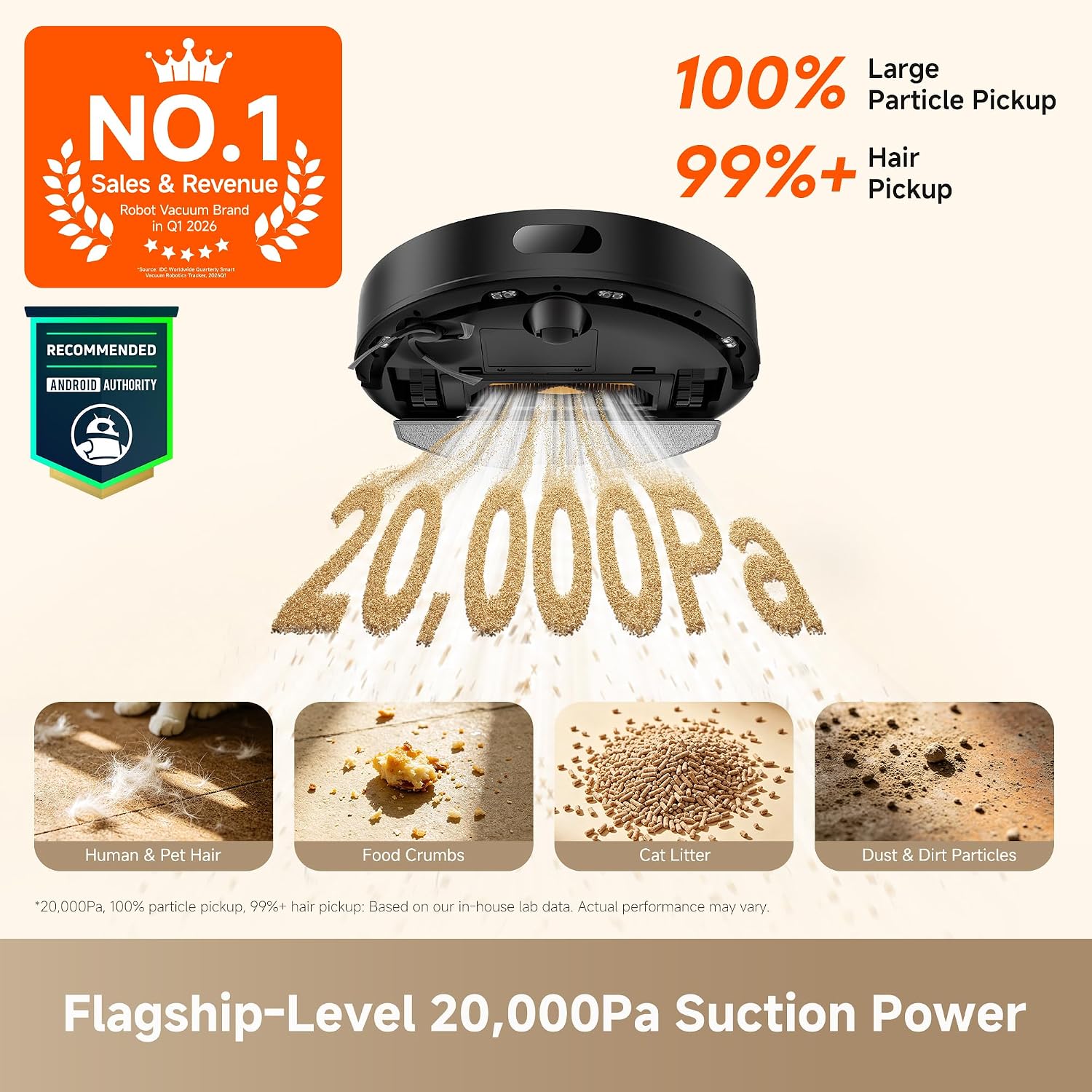 Detalle 2 de DREAME D20 Air Plus RLF41GD Robot Vacuum and Mop, 20,000Pa, Auto-Empty
