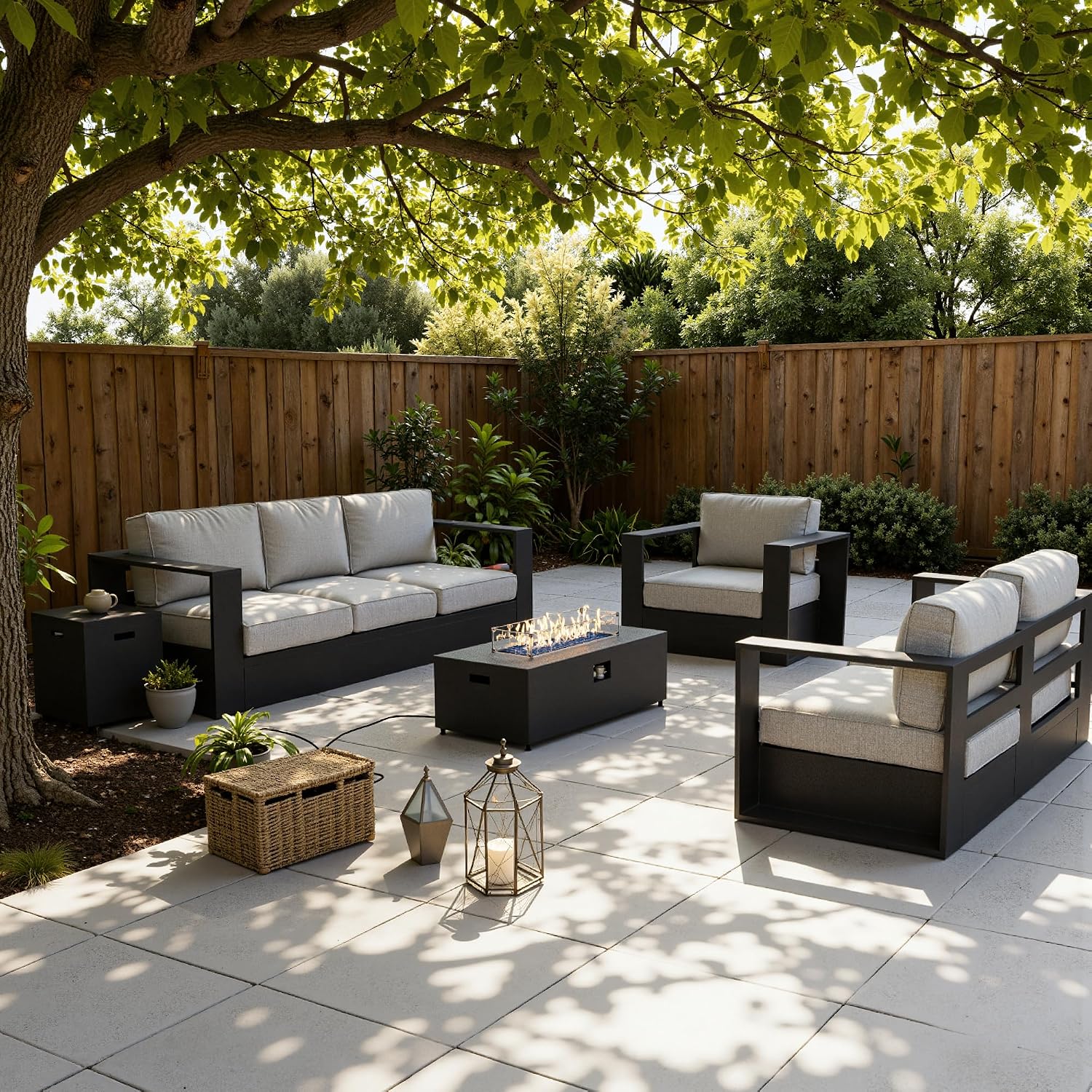 Detalle 2 de LayinSun KC5005 4-Piece Aluminum Patio Set with Fire Pit and 6-Inch Cushions
