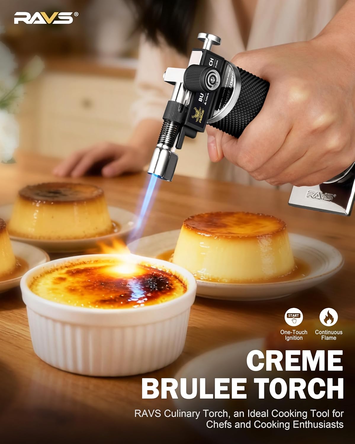 Detalle de RAVS butane torch RBT018 Dual-Flame Butane Torch Lighter, Metal, Adjustable