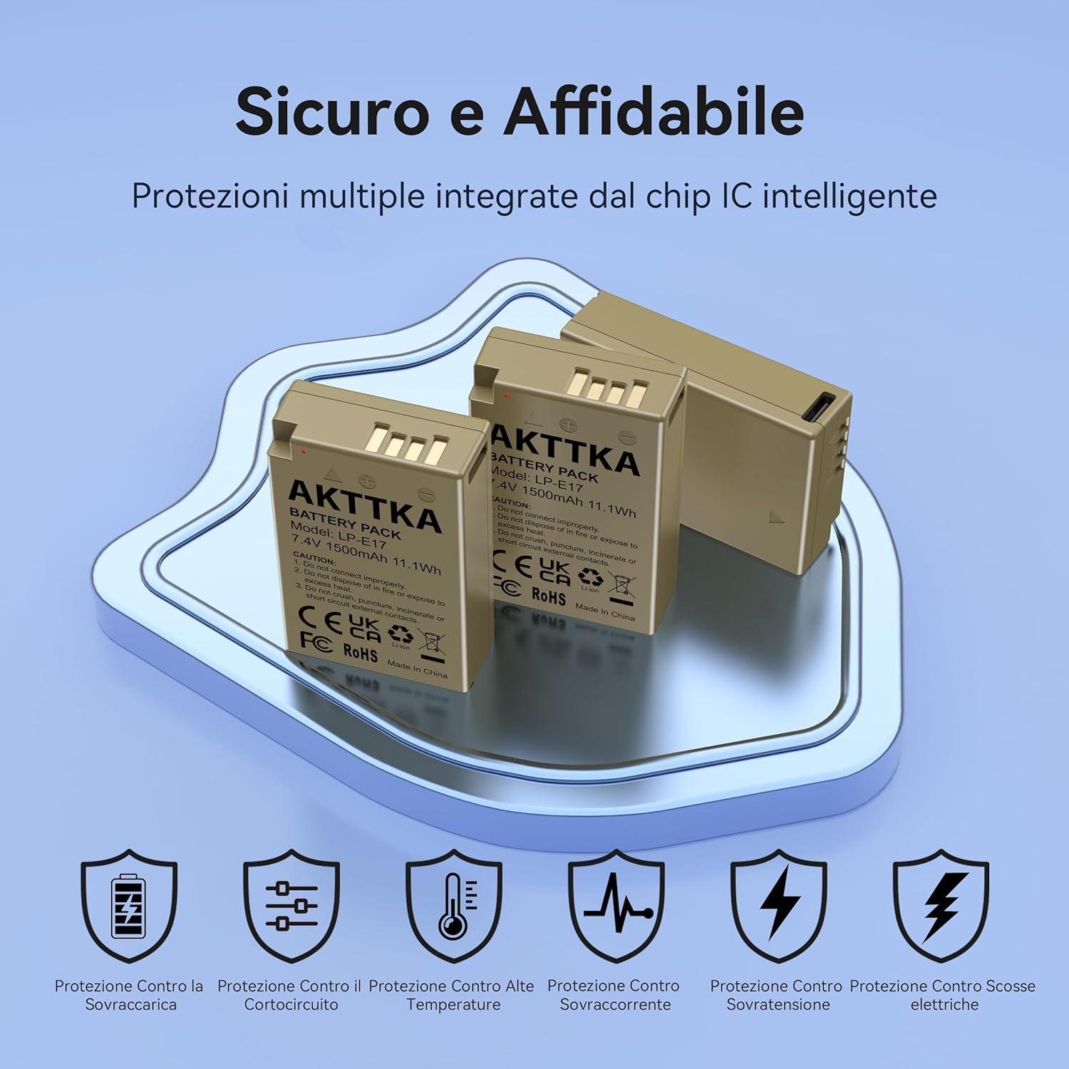 Thumbnail 5 de AKTTKA LP-E17 1500mAh batteria ricaricabile con Type‑C per Canon