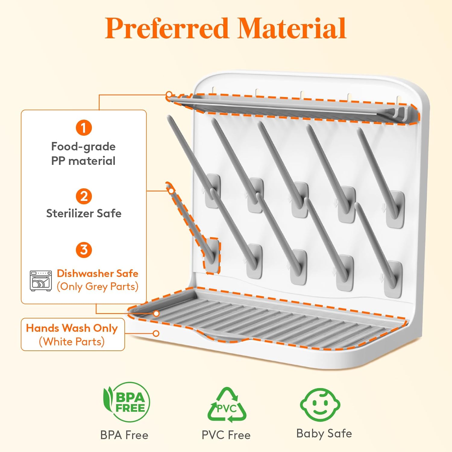 Detalle 2 de Lifewit Baby Bottle Drying Rack with 10 Pegs