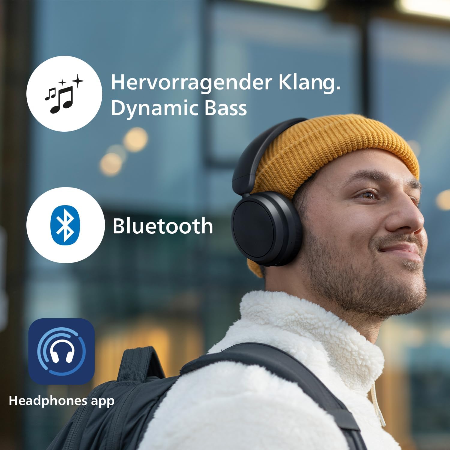 Detalle 2 de Philips TAH5219BK/00 Leichte On-Ear Wireless Bluetooth Kopfhörer – 65 Std Akkulaufzeit