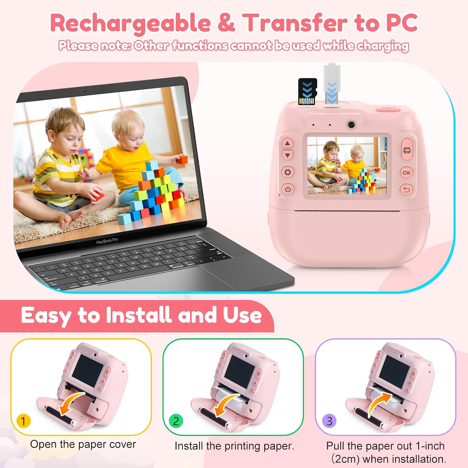 Thumbnail 6 de Kids Camera Instant Print 48MP with 32GB card