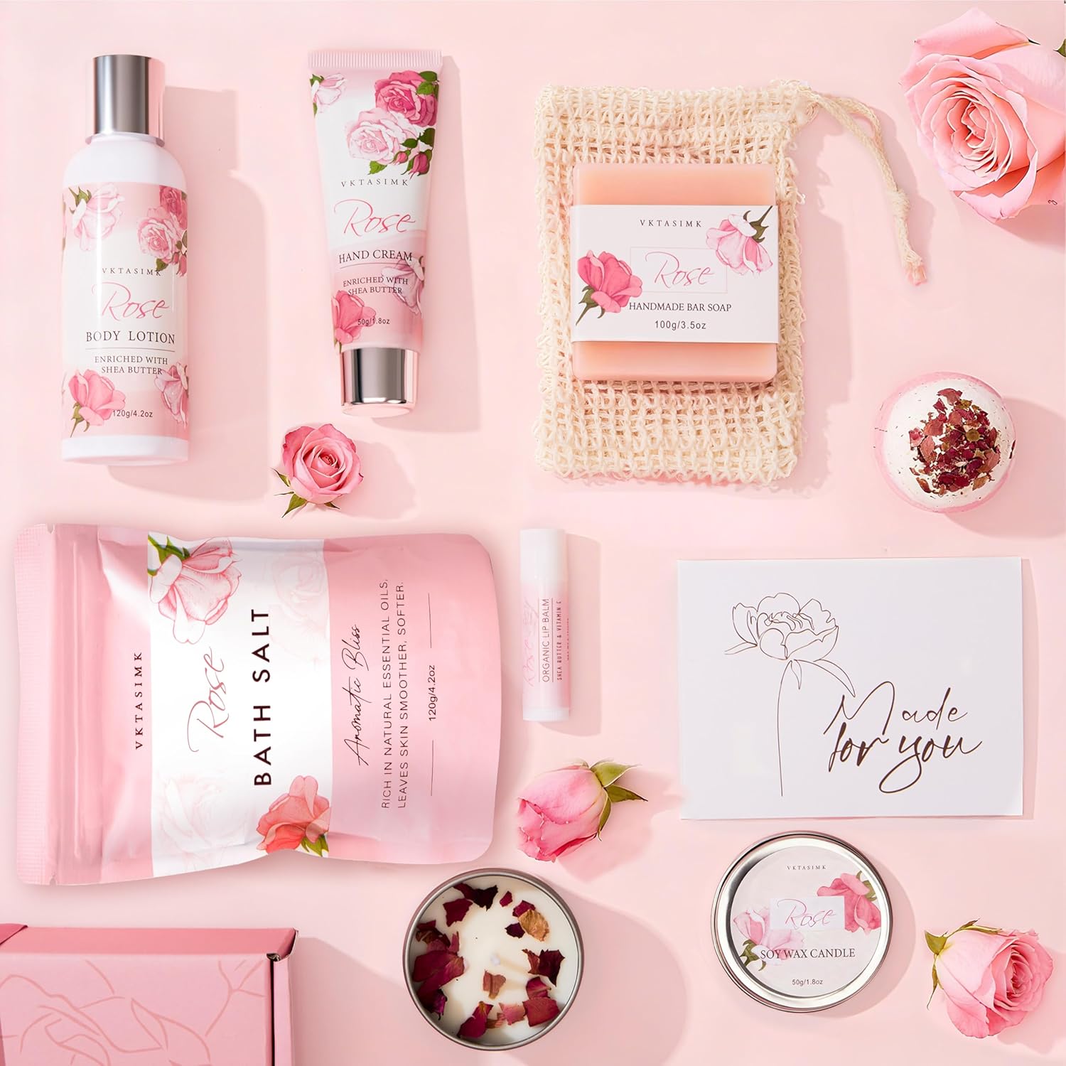 Thumbnail 1 de Rose Spa Gift Basket for Women – Handmade Bath and Body Set for Self-C Care