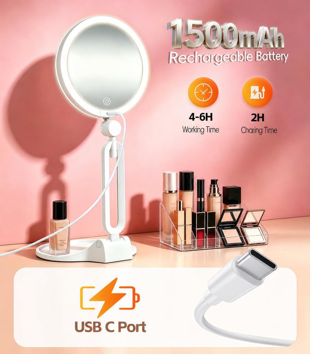 Thumbnail 6 de Travel Makeup Mirror with Lights, 1X/30X Magnification
