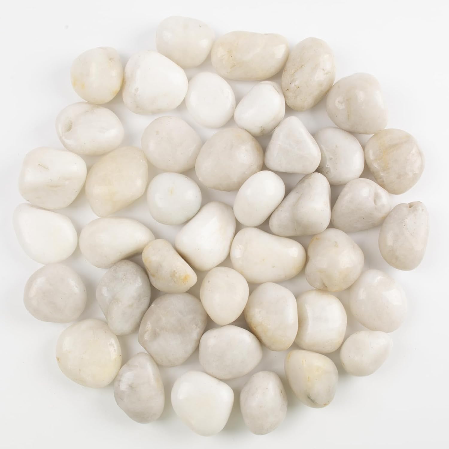 Detalle de LOOIOOJ GM-JP-24 White Decorative River Rocks, 20 lb, 1–2 Inch Polished Stones