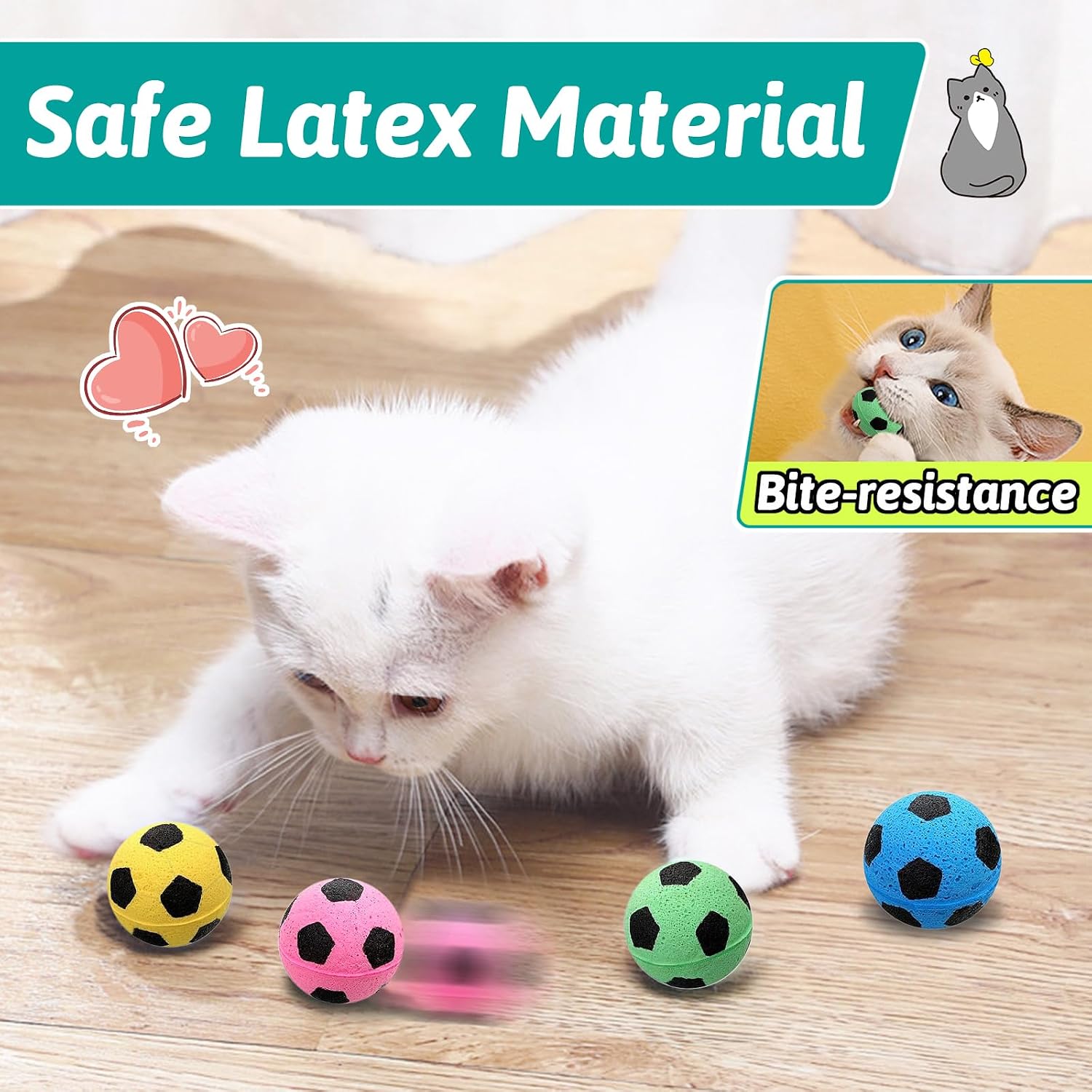 Detalle 2 de Andiker 8 PCS Cat Soccer Ball Toys — Soft, Noise-Free Foam Balls for Indoor Cats