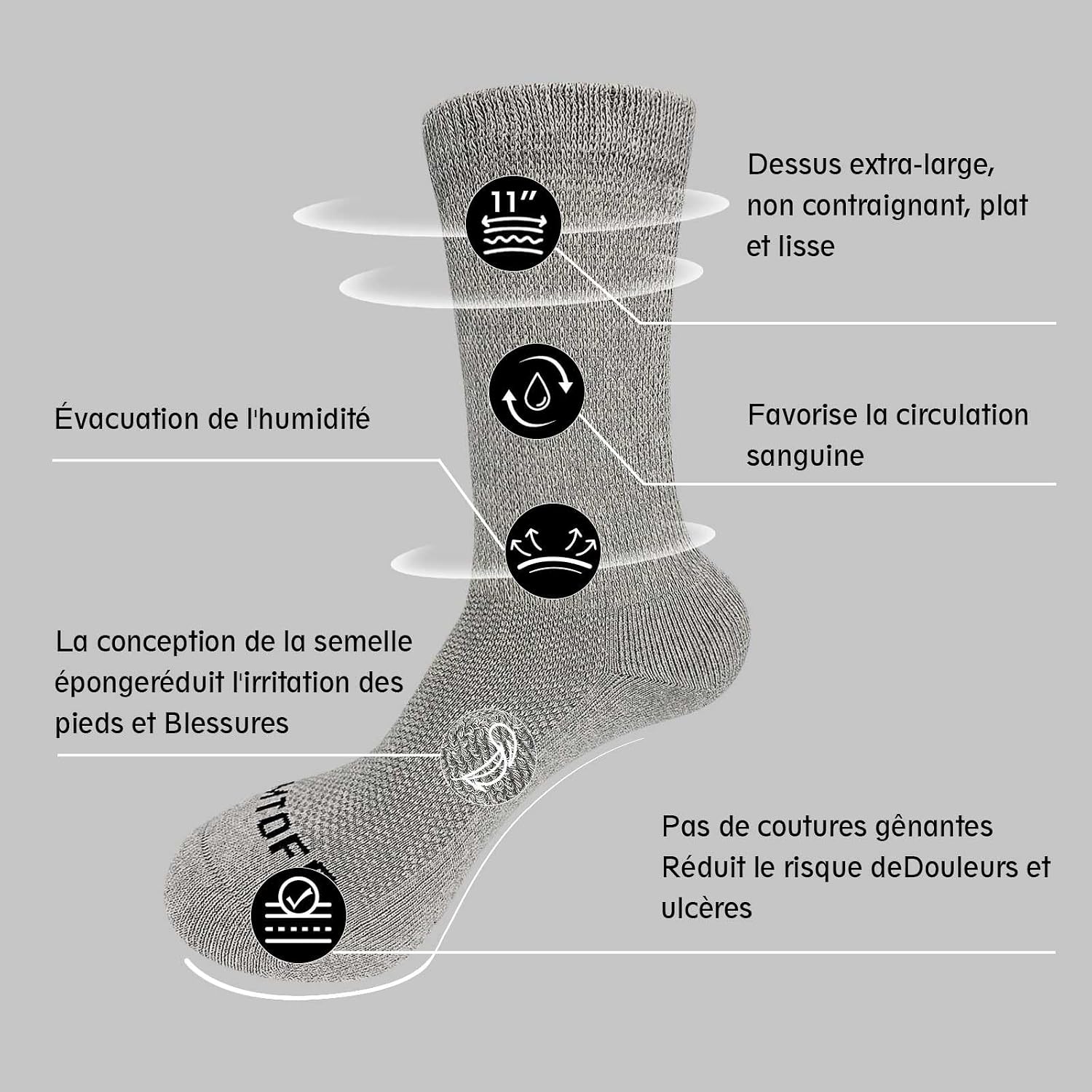 Detalle 2 de LOFIR Chaussettes Diabetiques 4 paires