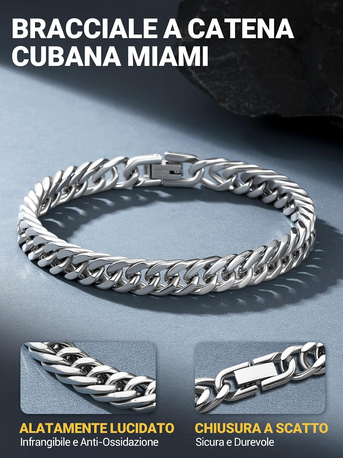 Detalle 2 de PROSTEEL Braccialetto catena cubana ritorta uomo neutro stile cyberpunk/minimal