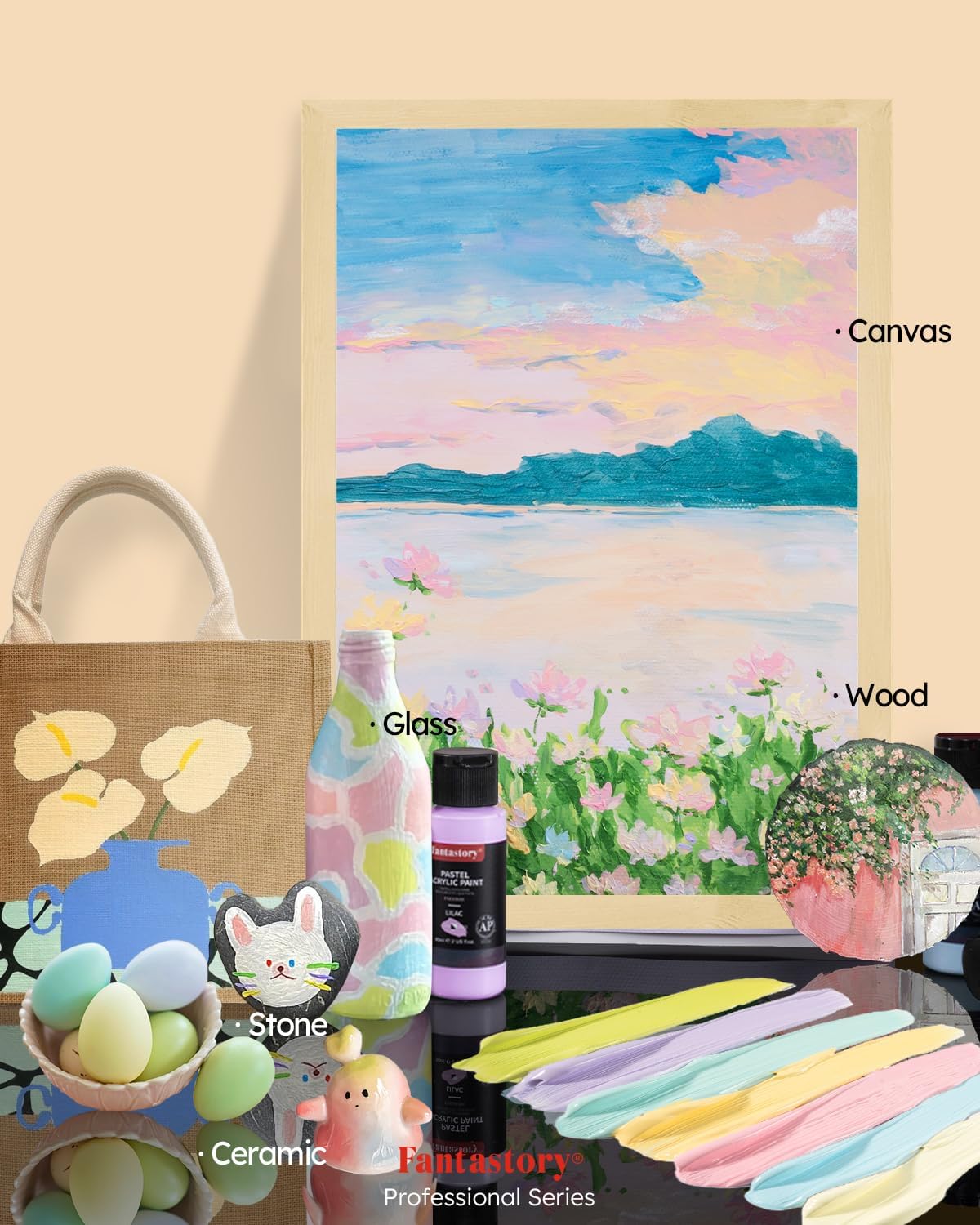 Detalle 1 de fantastory Pastel Acrylic Paint Set 24 colours