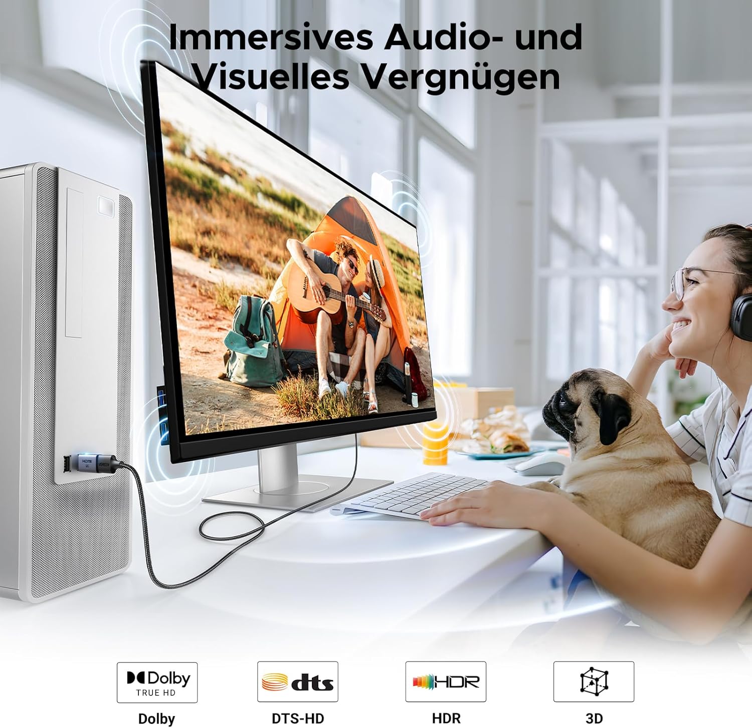 Detalle de UGREEN DP-auf-HDMI Adapter 4K@30Hz, 2 Stück
