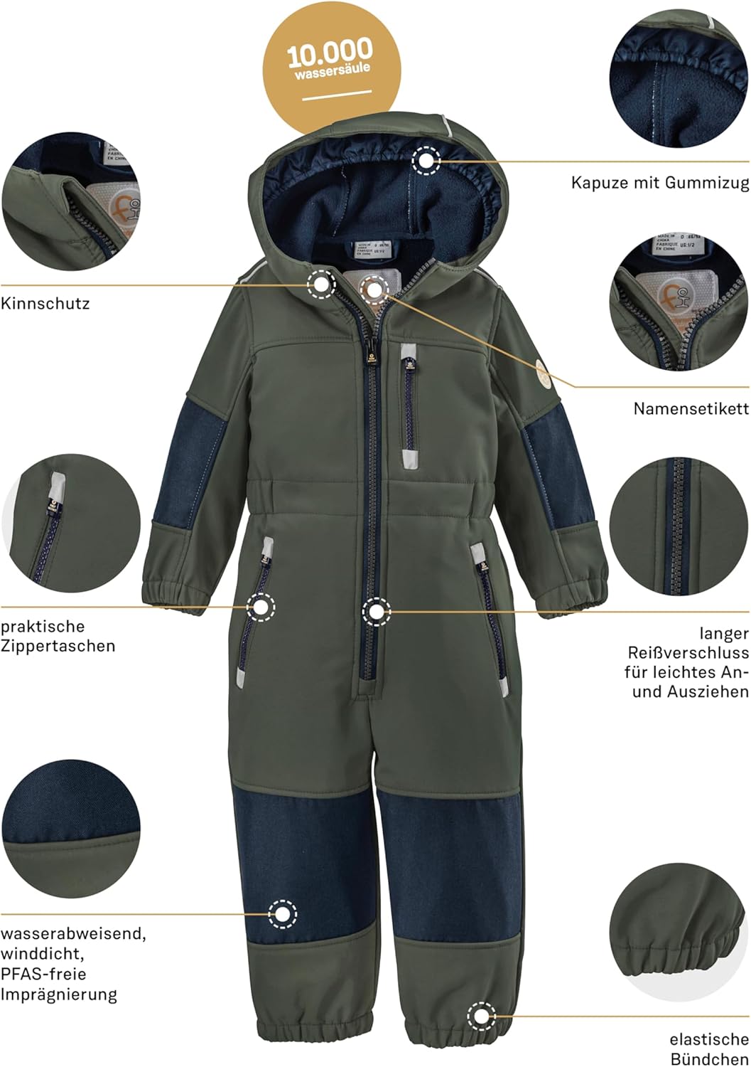 Thumbnail 4 de First Instinct by Killtec Unisex Baby Fiow 35 Mns Onpc Softshell Overall mit Kapuze