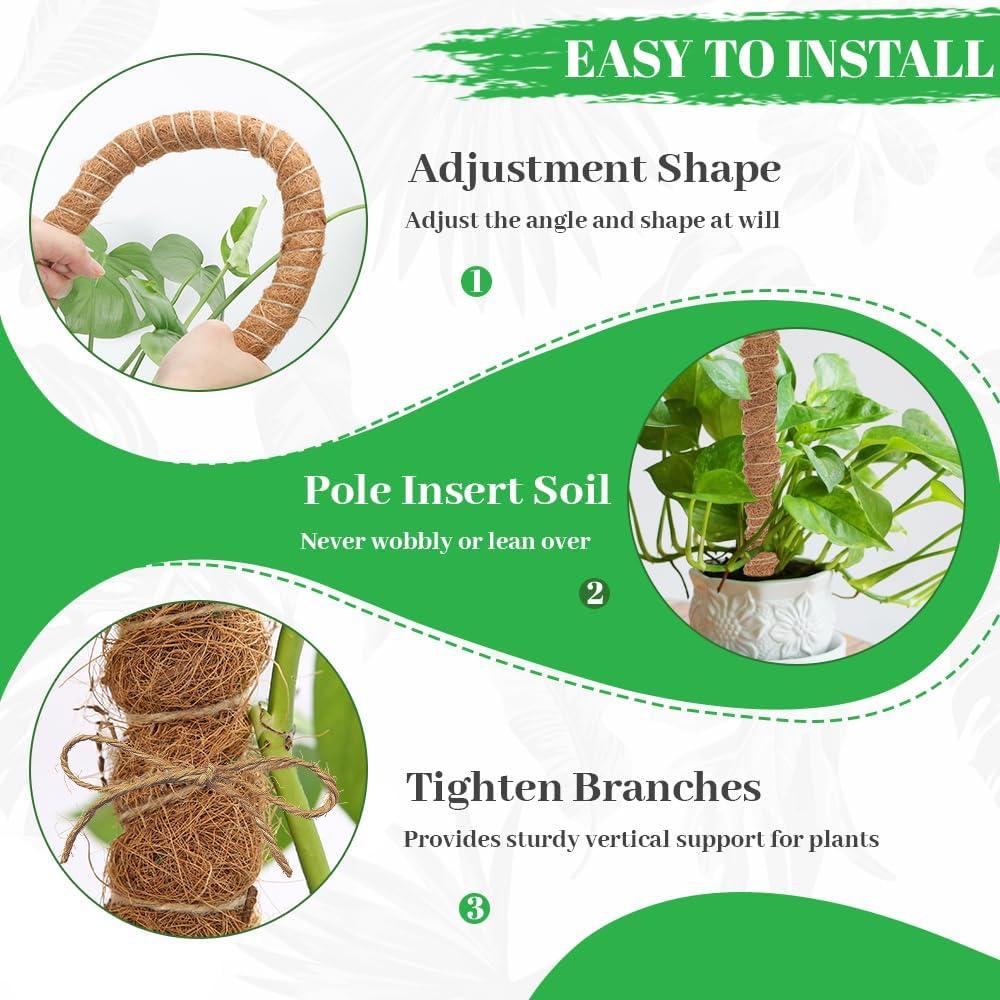 Thumbnail 4 de Moss Poles 122cm/63cm bendable coconut coir climbing plant support poles (2-pack)