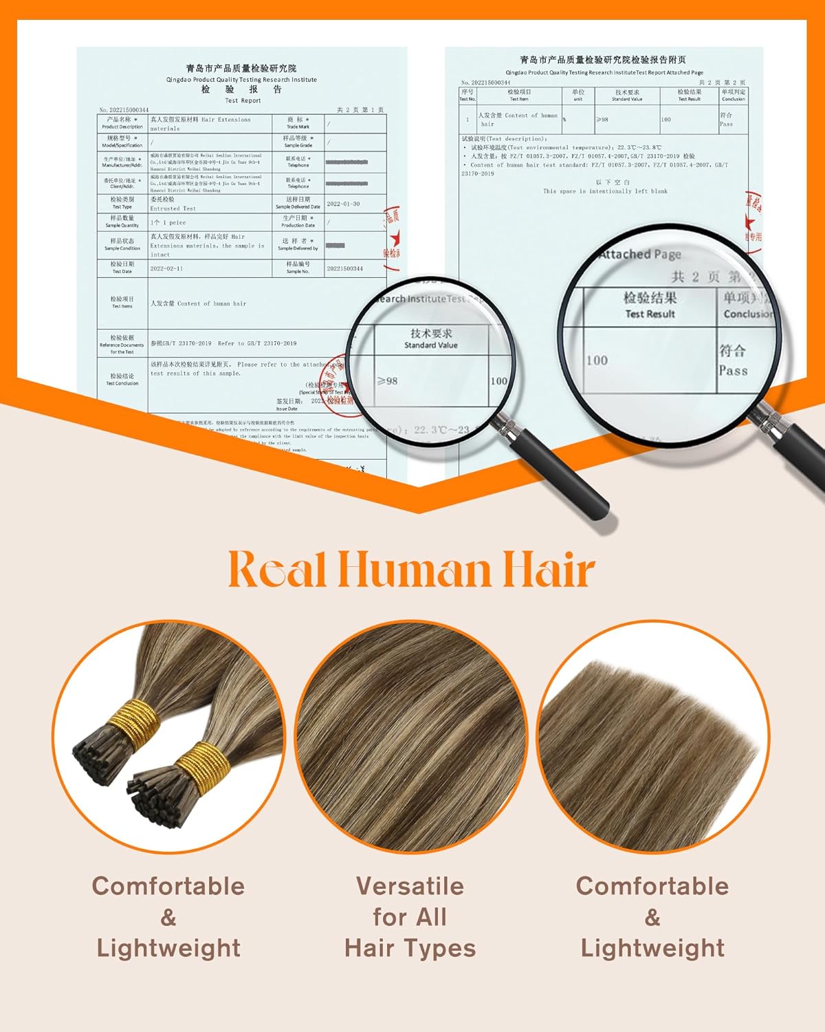 Thumbnail 2 de Sunny Hair 24 Inch I-Tip Pre-Bonded Human Hair Extensions (Cold Fusion), Brown Highlight/Blonde, 50g