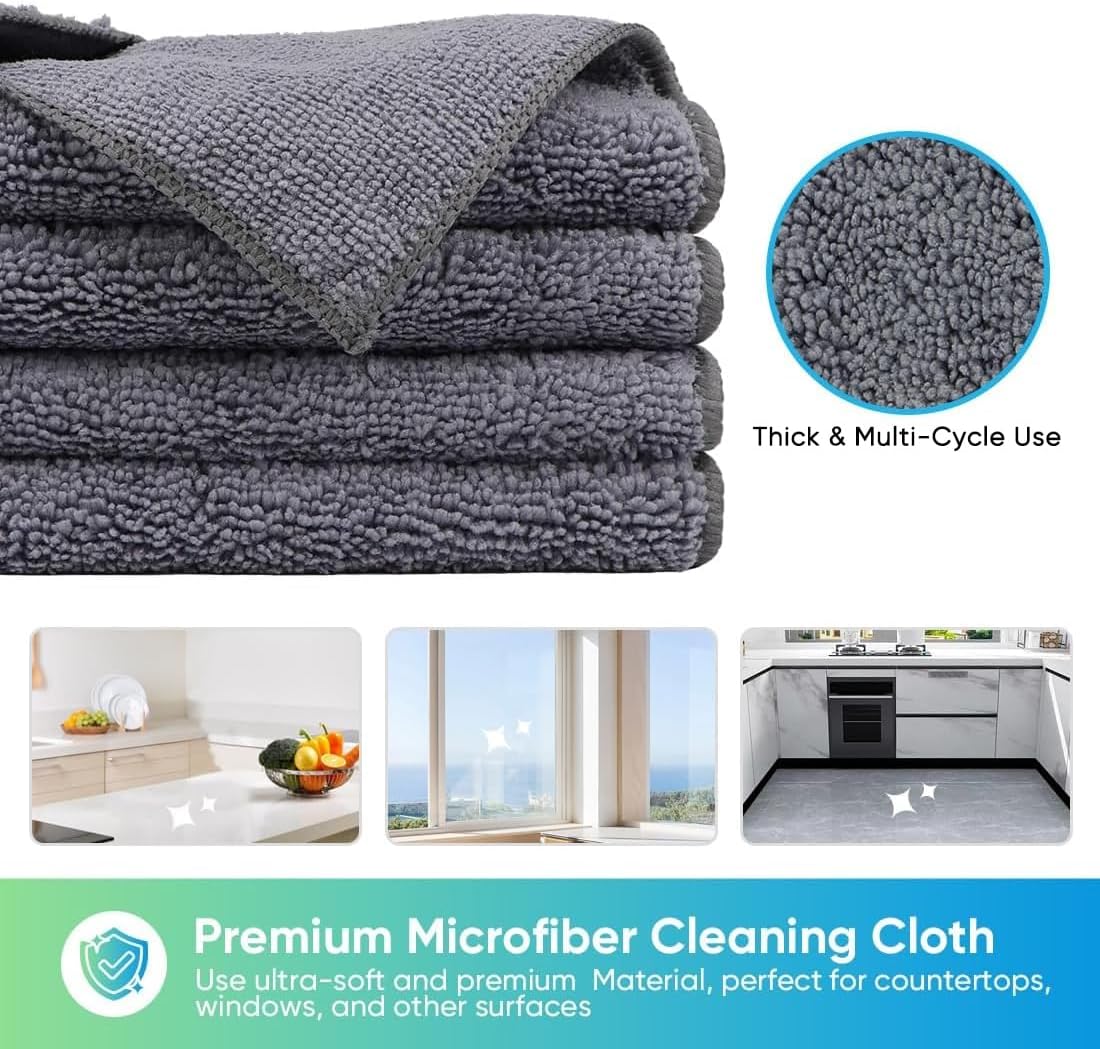 Detalle de HOMEXCEL JP-102 Grey Microfibre Cleaning Cloths, 12 Pack