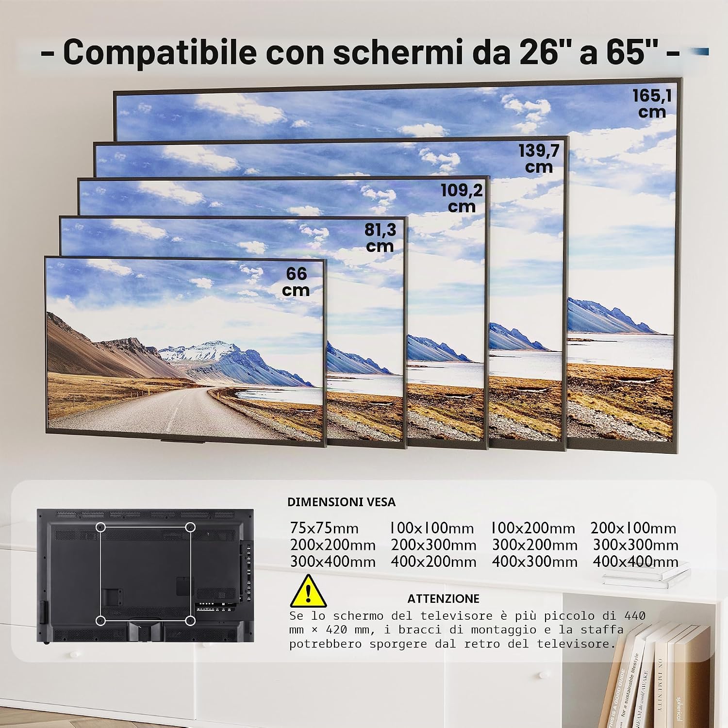 Thumbnail 4 de BONTEC Supporto TV da parete inclinabile 26–65" 55 kg