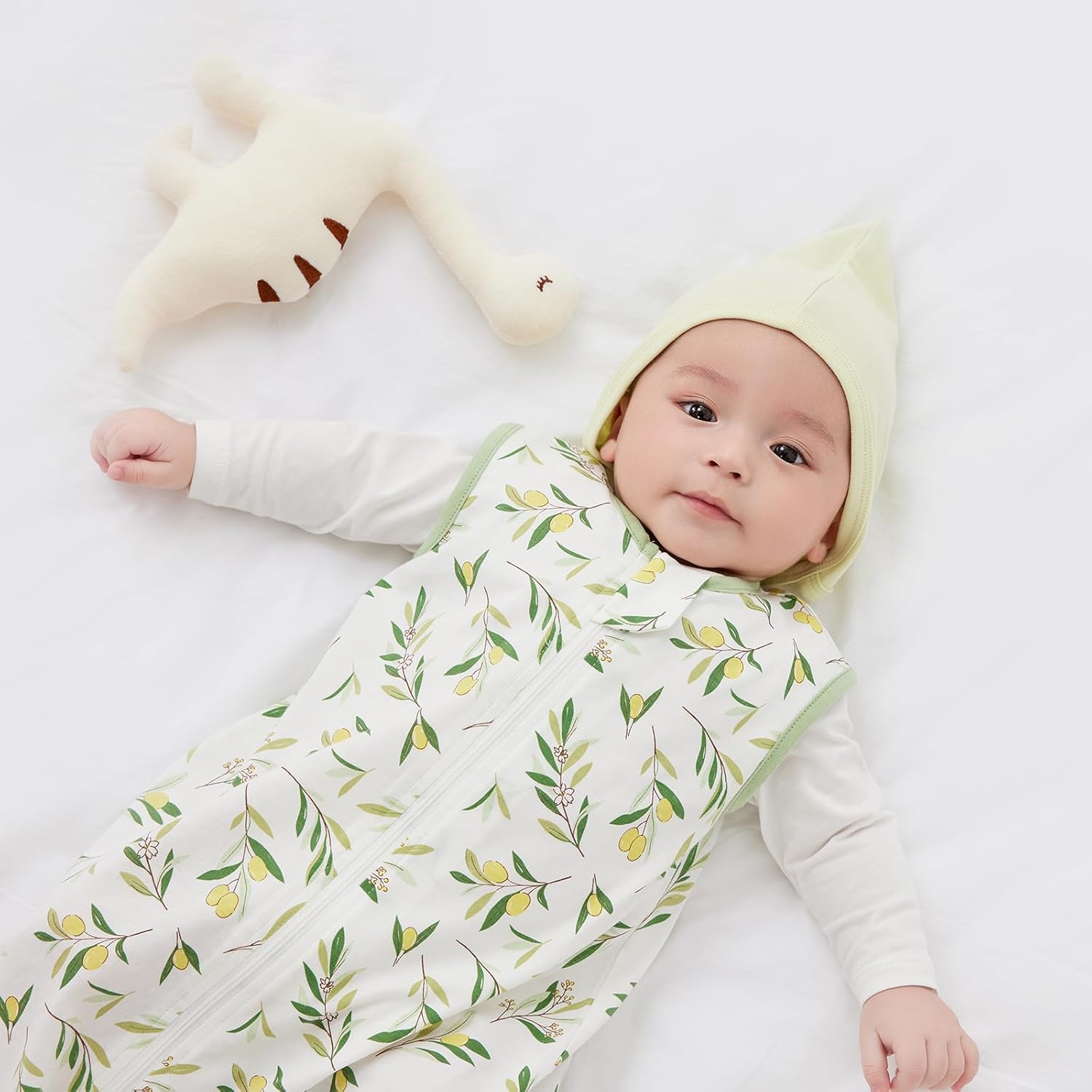 Detalle de Duomiaomiao Baby 0.5 Tog Cotton Summer Sleeping Bag (18–36 months) – small leaves