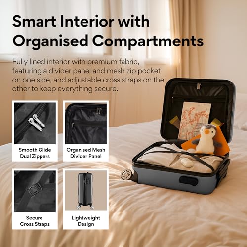Detalle 2 de WORLD EXPLORER Dark Grey Cabin Suitcase 55x40x20cm, 34L – ABS Shell, 4 Wheels