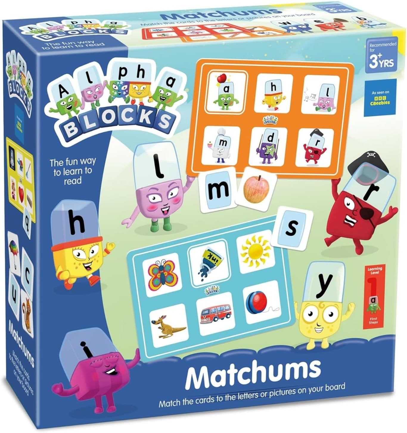 Detalle de Alphablocks AN22 マッチャムズ 英語カードゲーム、両面ボードと4種類の遊び方