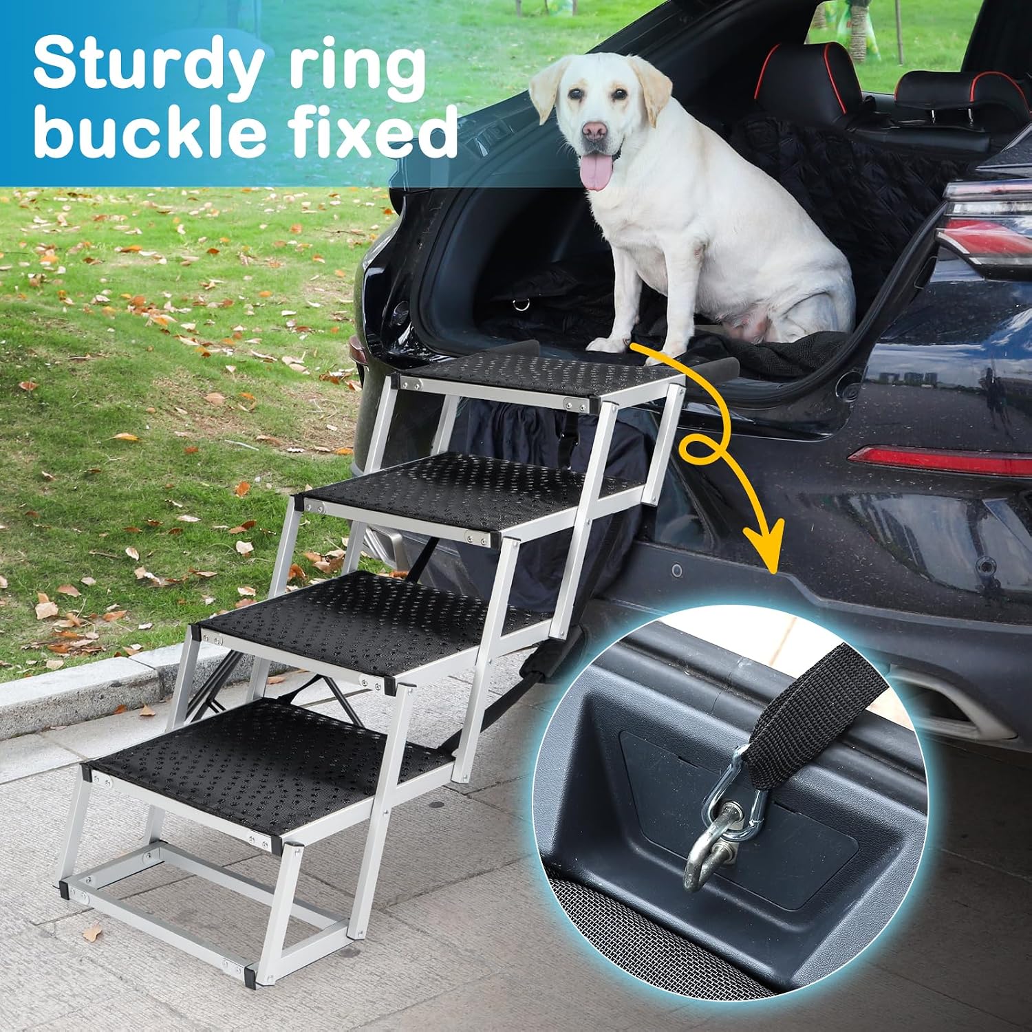 Thumbnail 5 de Uross Hunderampe Auto 4 Stufen – klappbare Hundetreppe für SUV, Auto und mehr