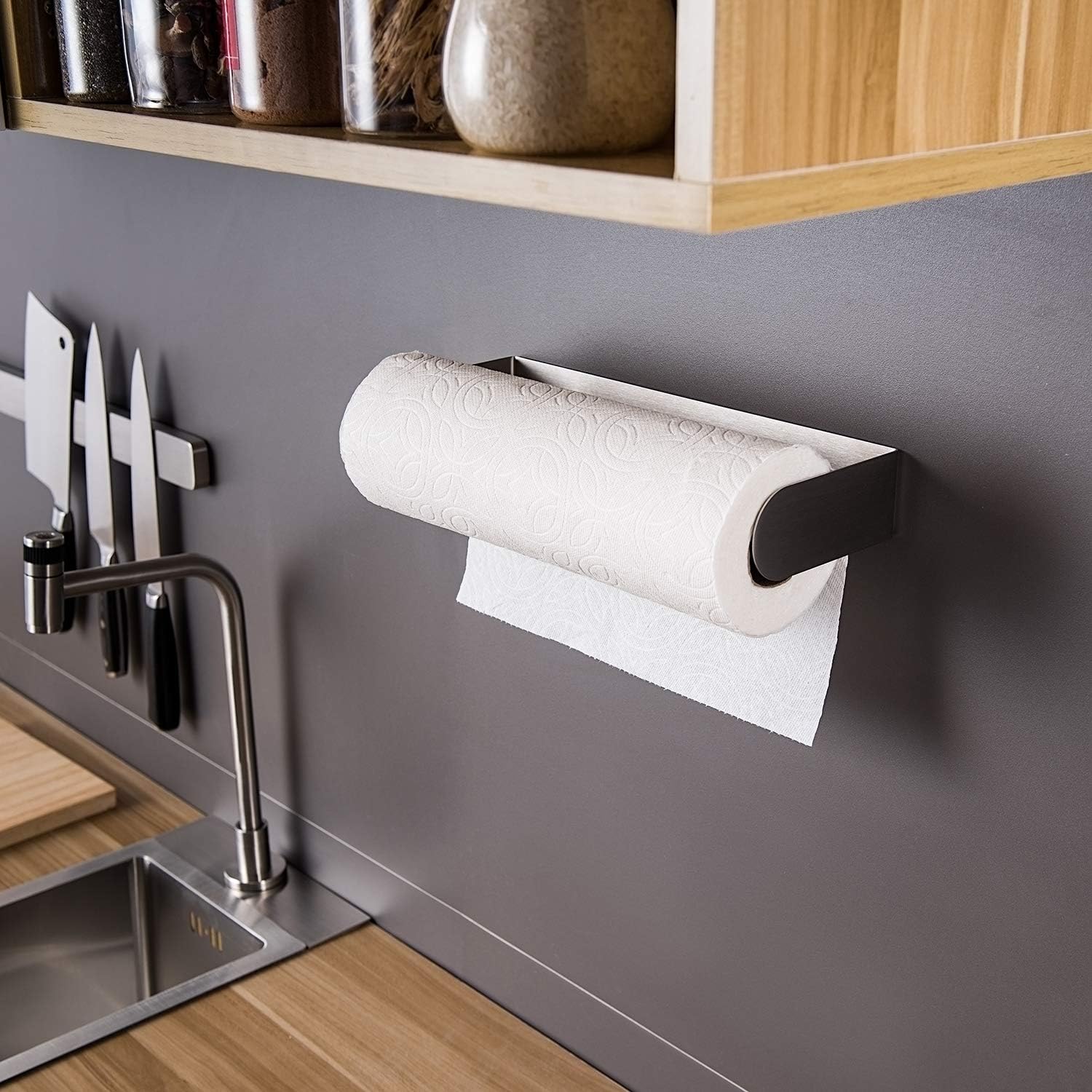 Thumbnail 3 de ZUNTO Under-Cabinet Paper Towel Holder (Self-Adhesive, No Drilling) — SUS304 Stainless Steel